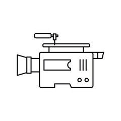 Retro video, classic camera icon vector illustration for film recording