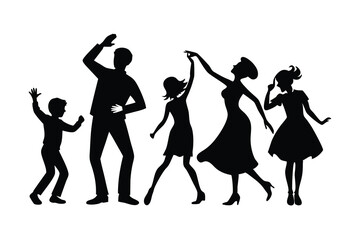 Fototapeta premium Dancing people silhouettes vector isolated on white background