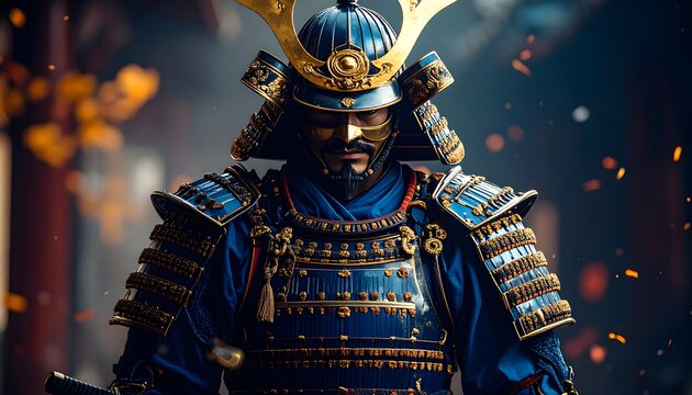 Samurai warrior in historical armor