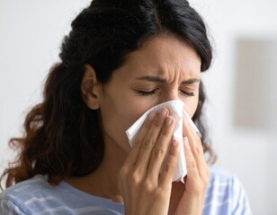 Person mid-sneeze capturing the dynamic moment