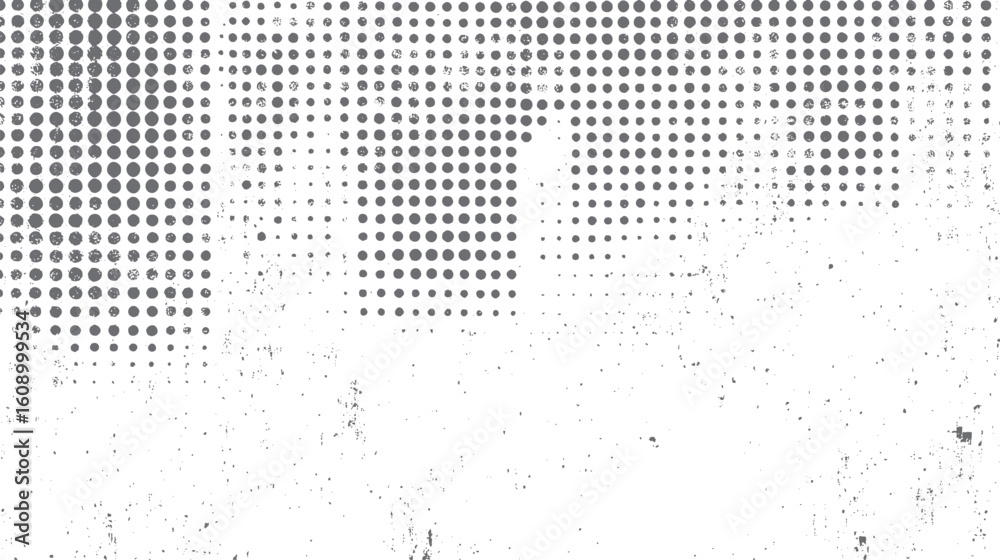 Poster retro halftone dots with grunge effect. abstract textured gradient dot background. distressed surfac