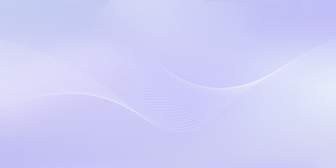 Abstract pastel purple gradient background with white subtle wavy lines - futuristic minimalist vector illustration. Elegant pale curved stripes, smooth dynamic swooshes. Light clean design template.