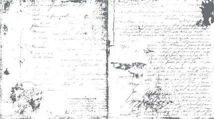 Distressed handwriting texture art. Grunge style vintage text overlay. Faded ink background on aged paper design.