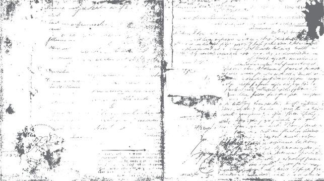 Distressed handwriting texture art. Grunge style vintage text overlay. Faded ink background on aged paper design.