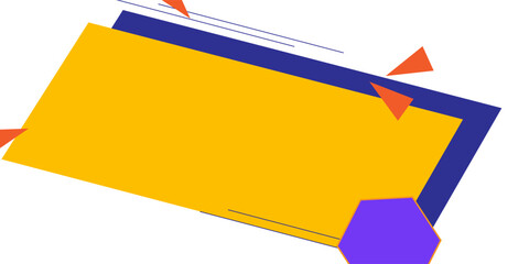 Modern Geometric Vector Banner with Yellow Shape and Purple Polygon and blue poltgon – Dynamic Promo Label Design