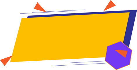 Modern Geometric Vector Banner with Yellow Shape and Purple Polygon and blue poltgon – Dynamic Promo Label Design