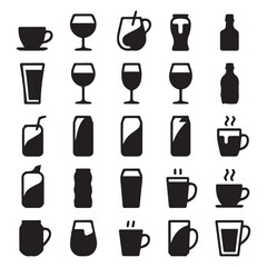 Drink icons set vector art perfect for menu design, branding, and trendy social media posts