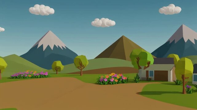 vector illustration of a mountain landscape with trees,ağa&ccedil;lı ve dağ manzaralı video 
