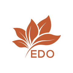 EDO Elegant Minimal Leaf Logo Design, EDO Later Logo, Botanical Nature Logo with Text, Clean Botanical Logo Design, Natural Organic Leaf Badge
