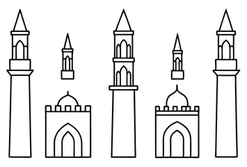  Hassan Tower ancient symbol drawn in graceful line art.