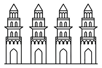 Hassan Tower artistic impression in minimalist form line art