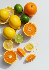 Vibrant Citrus Fruits Arrangement with  Limes and Oranges