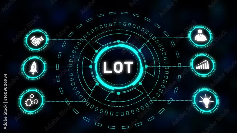 Poster futuristic teal hud interface technology circle rotating animation abstract background seamless. rot
