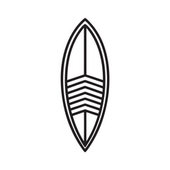 Modern Surfboard Icon – Geometric Line Art Vector