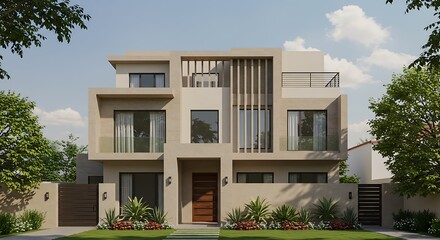 Fototapeta premium Design Details of modern facade of a Luxury house