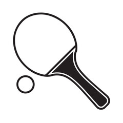 Table Tennis Paddle and Ball Icon &ndash; Ping Pong Racket Silhouette Vector