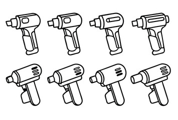 Heat guns melt glue shrink plastic safely line art