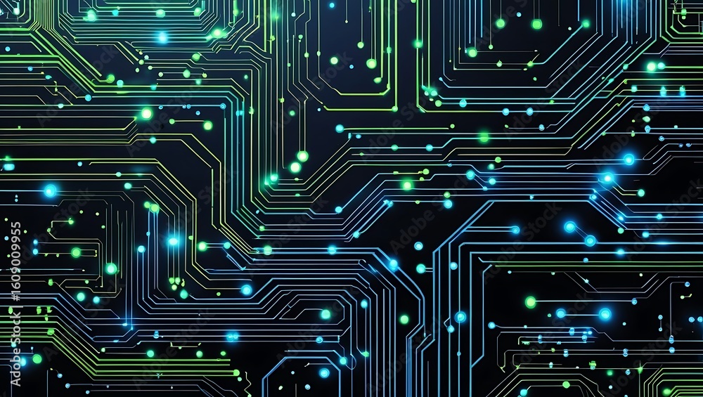 Wall mural abstract futuristic technology background showing a glowing digital circuit board. concept of electr