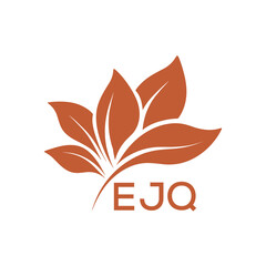 EJQ Elegant Minimal Leaf Logo Design, EJQ Later Logo, Botanical Nature Logo with Text, Clean Botanical Logo Design, Natural Organic Leaf Badge
