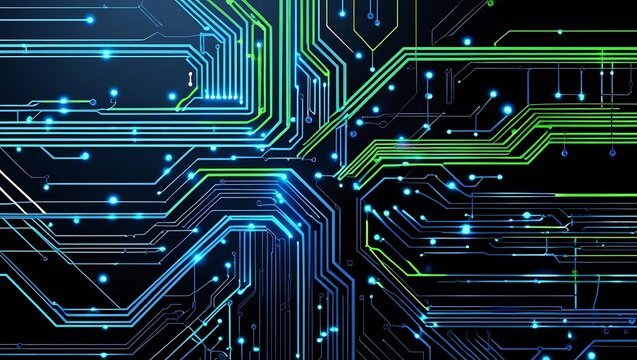Abstract Circuit Board Design Digital Technology and Electronic Connections Concept