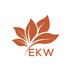 EKW Elegant Minimal Leaf Logo Design, EKW Later Logo, Botanical Nature Logo with Text, Clean Botanical Logo Design, Natural Organic Leaf Badge
