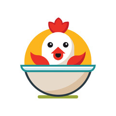 Minimal a bowl farm fresh chicken icon vector illustration