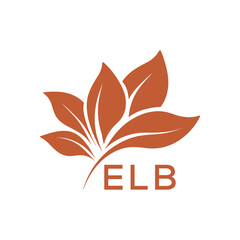 ELB Elegant Minimal Leaf Logo Design, ELB Later Logo, Botanical Nature Logo with Text, Clean Botanical Logo Design, Natural Organic Leaf Badge

