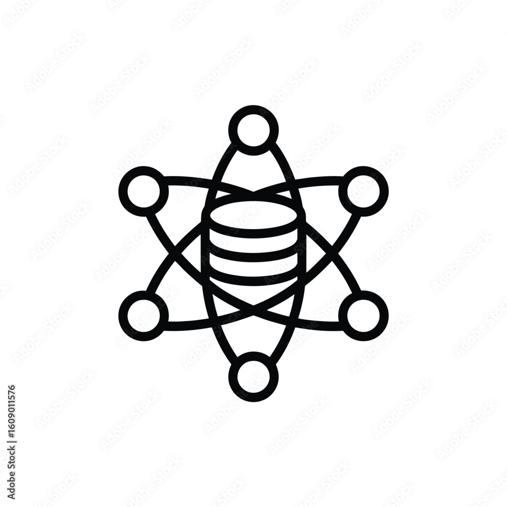Poster decentralized database network icon blockchain technology data storage and connection