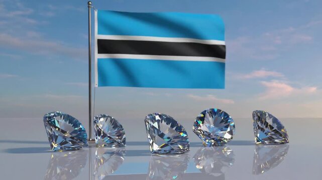 Diamonds with the flag of Botswana.