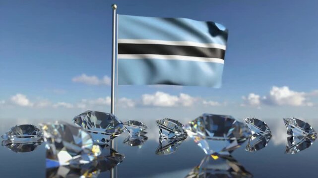 Diamonds with the flag of Botswana.