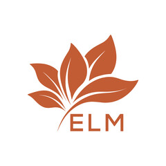 ELM Elegant Minimal Leaf Logo Design, ELM Later Logo, Botanical Nature Logo with Text, Clean Botanical Logo Design, Natural Organic Leaf Badge
