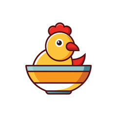 Minimal a bowl farm fresh chicken icon vector illustration