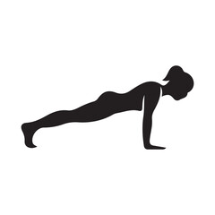 Woman plank pose silhouette yoga exercise
