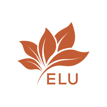 ELU Elegant Minimal Leaf Logo Design, ELU Later Logo, Botanical Nature Logo with Text, Clean Botanical Logo Design, Natural Organic Leaf Badge
