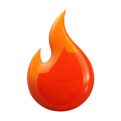 Glossy orange and red flame icon isolated on transparent background
