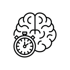 Brain with stopwatch icon concept of time management and productivity