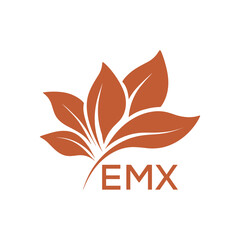 EMX Elegant Minimal Leaf Logo Design, EMX Later Logo, Botanical Nature Logo with Text, Clean Botanical Logo Design, Natural Organic Leaf Badge
