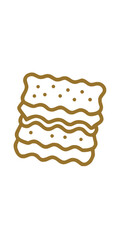 Minimilist illustration of a stack of three wavy crackers with small dots on a white background in brown color vector
