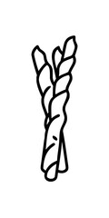 Minimilist illustration of three strands twisted together in a simple black and white line drawing style design vector