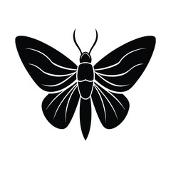 Black Moth Silhouette Smooth Abstract Spread Wings Vector
