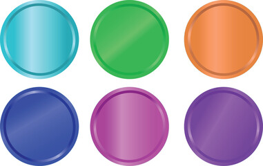 Set of Six Empty Metallic Stickers – Blank Glossy Labels in Green, Pink, Orange, Blue, Purple, and Yellow