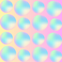 A modern abstract background featuring a pattern of opalescent spheres on a dreamy pastel gradient.