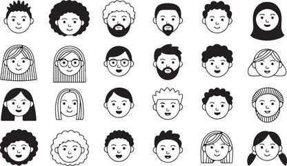 People Faces Vector Set Diverse Characters Avatars Portraits Headshots