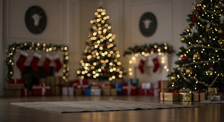 Facade of an elegant house with gray walls with white details, a red tiled roof, a front garden with abundant tropical plants, palm trees, short grass, sidewalk, driveway and garage