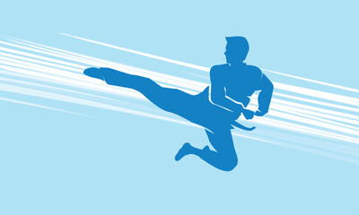 Great elegant vector editable martial art karate kick poster background design for your martial art championship event	
