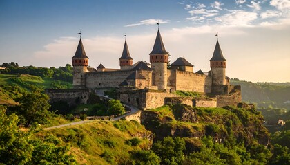 Fototapeta premium Ancient castle atop a hill