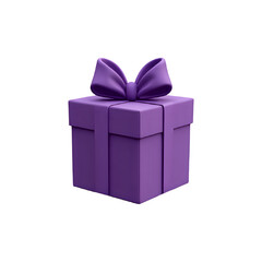 Fototapeta premium A single purple gift box with a ribbon and bow
