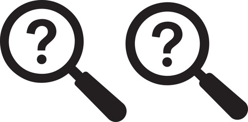 Two magnifying glasses with question marks silhouette