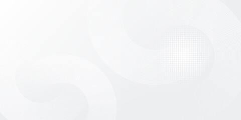 Abstract white glowing geometric lines on gray background. Modern shiny blue circle lines pattern. Futuristic technology concept style