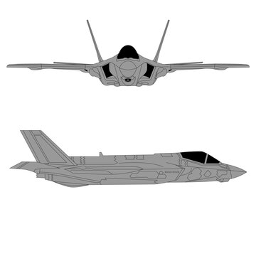 Navy Fifth Generation Stealth Fighter Jet F-35C Front and Side Profile 